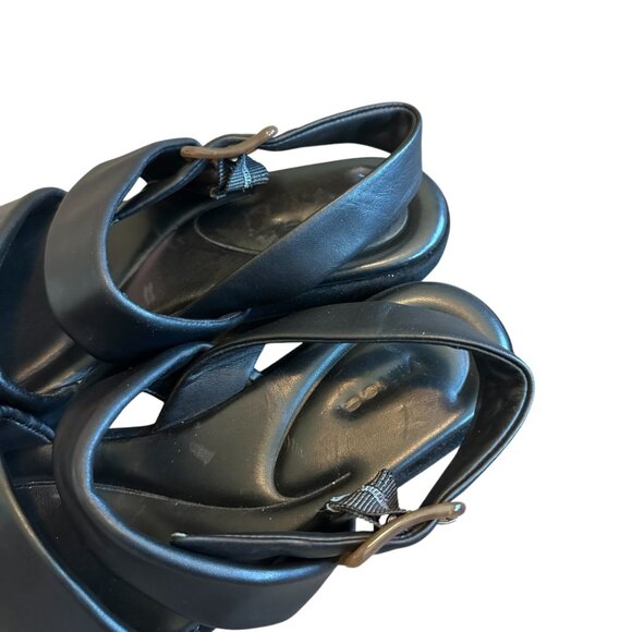 Vince Bowie Platform Sandals Strappy Black Leather Square Toe Size 9 Women's - Picture 4 of 10